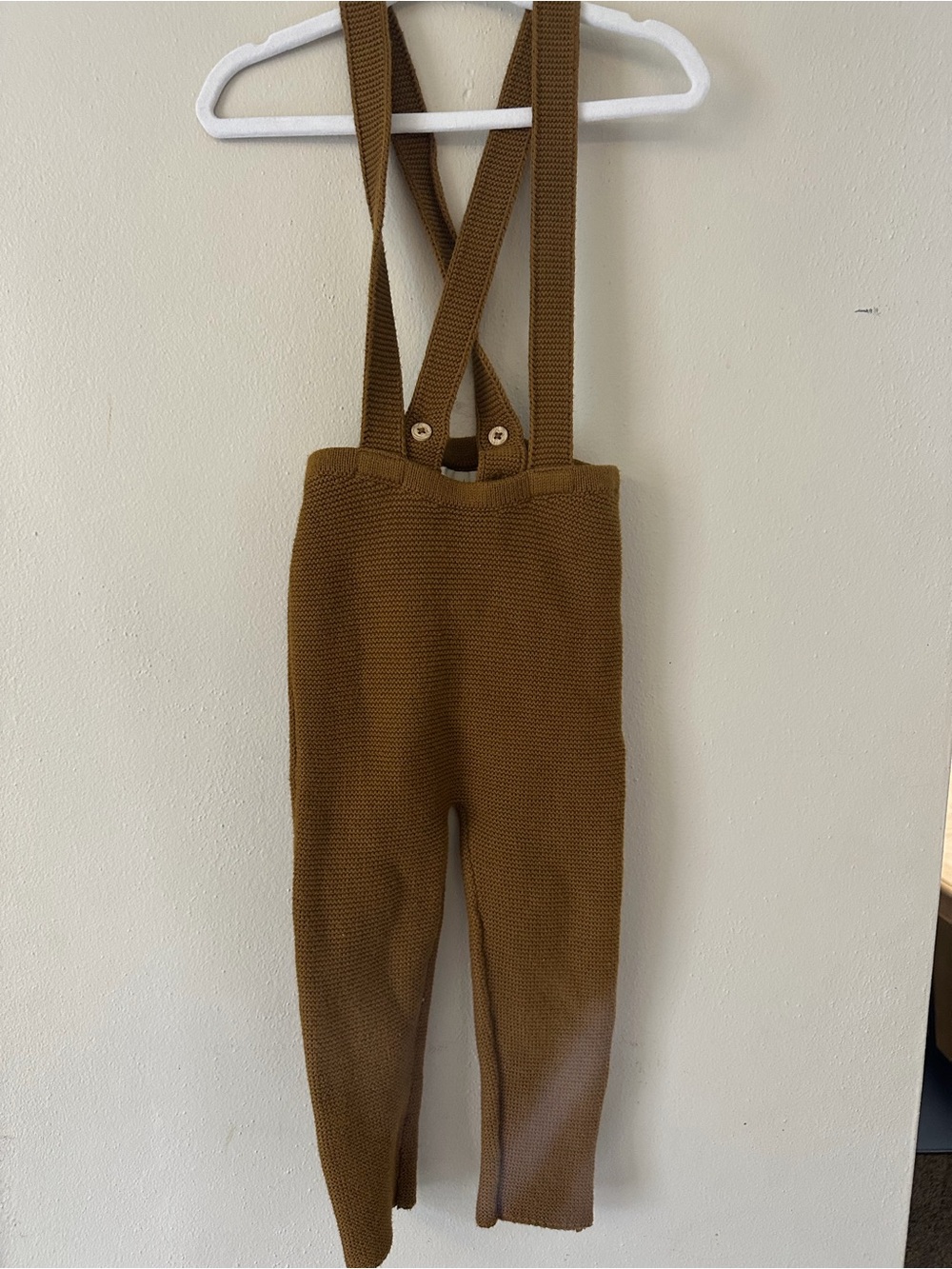 Baby Fin & Vince knit suspender pants Brown/Green color sz 18/24months